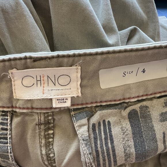 Anthropologie Wide Leg High Rise Pintuck Chino Pants Pockets Olive Size 4 Ae21 - Picture 6 of 6